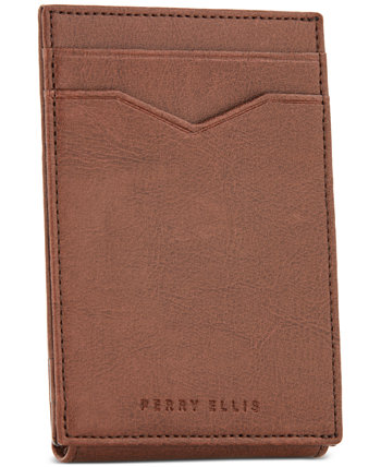 Мужской магнитный кожаный футляр для карт Perry Ellis