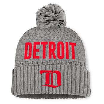 Серая женская вязаная шапка с помпоном из акрила, Detroit Red Wings Heritage Tilly Fanatics Brands - White Label