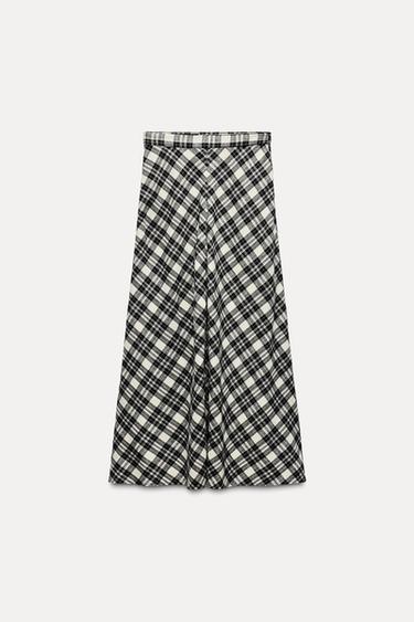 PLAID MIDI SKIRT ZARA