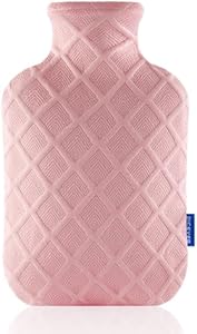 Hot Water Bottle with Soft Cover, 2L Hot Water Bag, Hot and Cold Therapies for Sore Muscles, Menstrual Cramps, Neck and Shoulder Pain Relief, Great for Women, Childs, Gray DICEVER