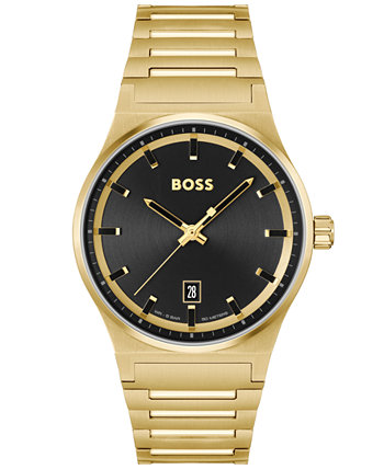Мужские часы Candor с позолоченным браслетом из нержавеющей стали с ионным покрытием, 41 мм BOSS