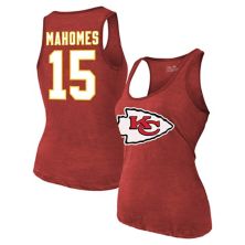 Women's Majestic Threads Patrick Mahomes Red Kansas City Chiefs Name & Number Tri-Blend Tank Top Majestic Threads