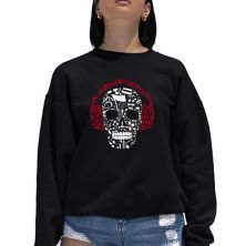 Music Notes Skull - Women's Word Art Crewneck Sweatshirt LA Pop Art