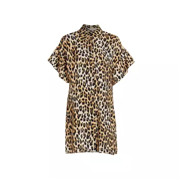 Платье-рубашка Jude с рюшами и леопардовым принтом Alice + Olivia
