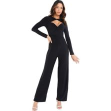 Quiz Women's Ity Jumpsuit With Keyhole Neck And Long Sleeves Quiz