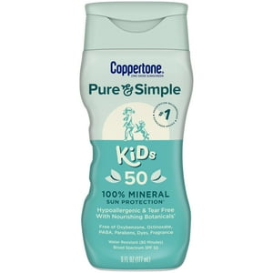 Coppertone Pure and Simple Kids Sunscreen Lotion, SPF 50, 6 Fl Oz Coppertone