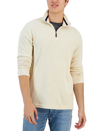 Мужской свитер из натурального меланжевого трикотажа с молнией на четверть, созданный для Macy's Club Room
