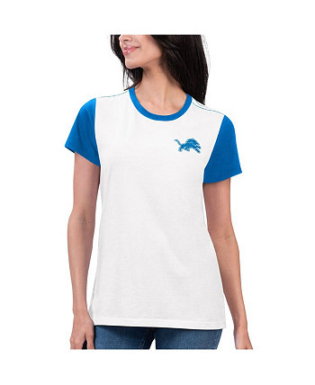Женская бело-синяя футболка с модной иллюстрацией Detroit Lions G-III