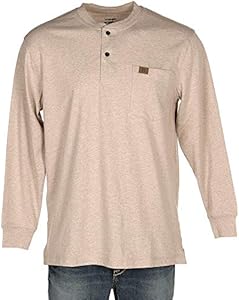 Wrangler mens Long Sleeve Henley, Oatmeal Heather, Large Wrangler