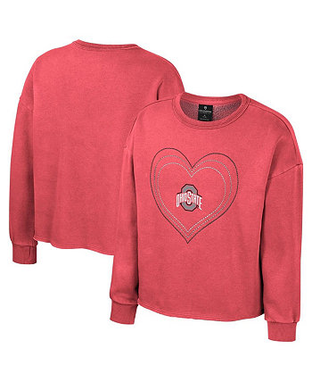 Флисовый пуловер с круглым вырезом для больших девочек Scarlet Ohio State Buckeyes Audrey, толстовка с круглым вырезом Colosseum