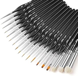 Golden Maple Dry Brush Miniature Painting, 18PC Miniature Paint Brushes Model Brushes Micro Detail Paint Brush Set, Fine Detailing for Acrylics, Watercolors, Citadel, Figurine & 40k Golden maple