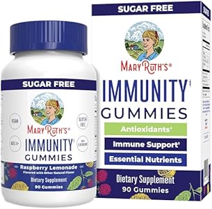 MaryRuth Organics Sugar Free Immunity Gummies (Жевательные конфеты), Powerful Blend, Elderberry Vitamin C & Zinc, Vitamin D3 & Echinacea, Immune Support Supplement & Gummies for Kids & Adults, Vegan, Non GMO, 90ct MaryRuth Organics