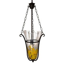 28&#34; Yellow and Black Spiral Leaf Glass Pendant Ceiling Light Fixture Art Glass Designs