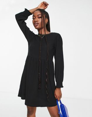 Черное платье мини из джерси с длинными рукавами New Look New Look
