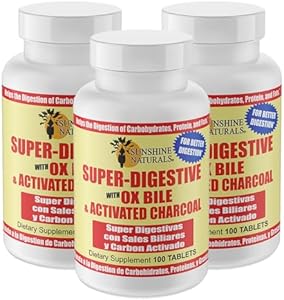 Super Digestive, Activated Charcoal, 100 Tablets (Таблетки), Pack of 3 Sunshine Naturals