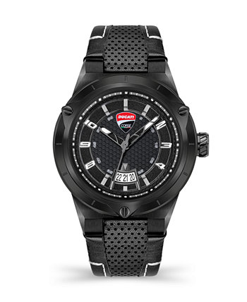 Мужские кварцевые часы из натуральной кожи черного цвета 45 мм Ducati Corse