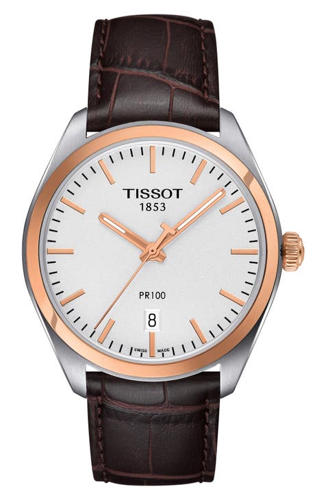 Часы PR100 Swiss Quartz с кожаным ремешком, 39 мм Tissot