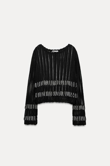 Женский Свитер Zara BEADED MESH ZARA