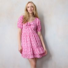 Женское мини-платье с оборками и короткими рукавами-фонариками LC Lauren Conrad LC Lauren Conrad