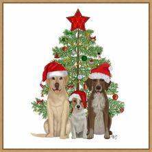 Amanti Art Christmas Dog Trio Дерево в рамке Холст Настенное искусство Amanti Art