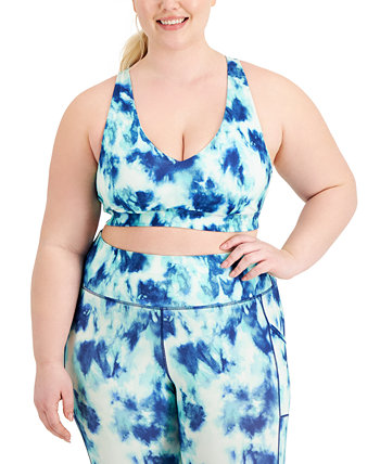 Ideology Plus Size Tie Dyed Strappy Low Impact Sports Bra, Created for Macy's ID Ideology