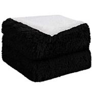 Faux Fur Blanket Soft Warm Reversible Shaggy Sherpa Throw 50"x60" PiccoCasa