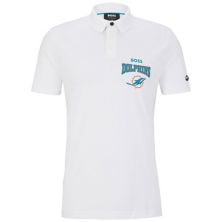 Мужская футболка-поло BOSS X NFL белого цвета/цвета цвета морской волны Miami Dolphins Punter Unbranded