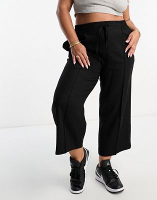 Черные широкие брюки-кюлоты Yours в льняном стиле Yours