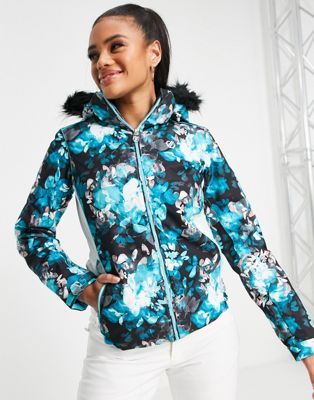 Лазурно-синяя лыжная куртка с принтом Dare 2b Province Dare 2b