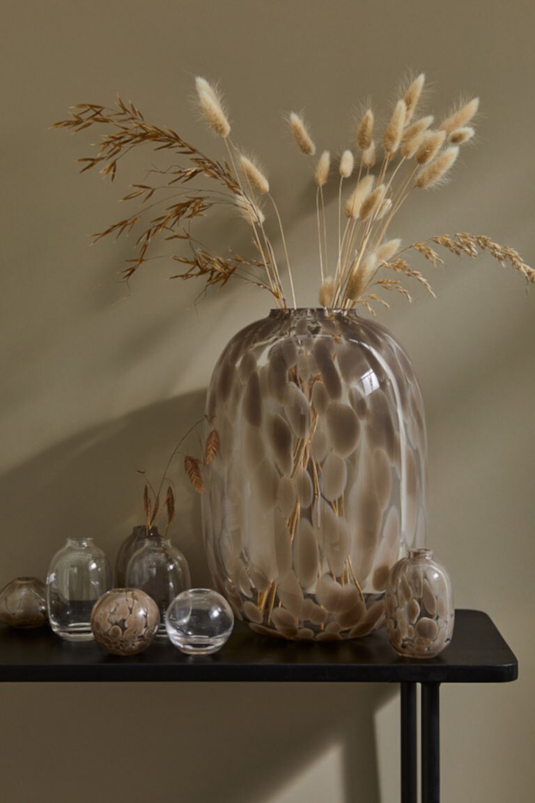 Большая узорчатая стеклянная ваза H&M