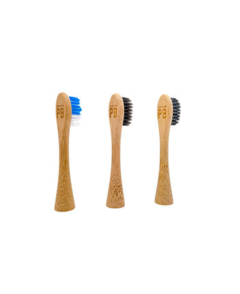 Три биоразлагаемых бамбуковых насадки для электрической зубной щетки для электрической зубной щетки Sonic, набор из 3 шт. PearlBar