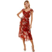 Juniors' Lily Rose Strappy Back Midi Flounce Dress Lily Rose