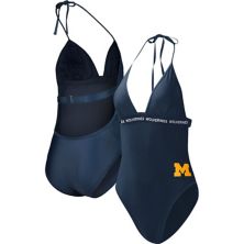 Женский цельный купальник G-III 4Her by Carl Banks темно-синего цвета Michigan Wolverines с полным кол-вом In The Style