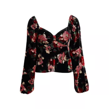 Бархатная блузка Bridgette с цветочным принтом RIXO
