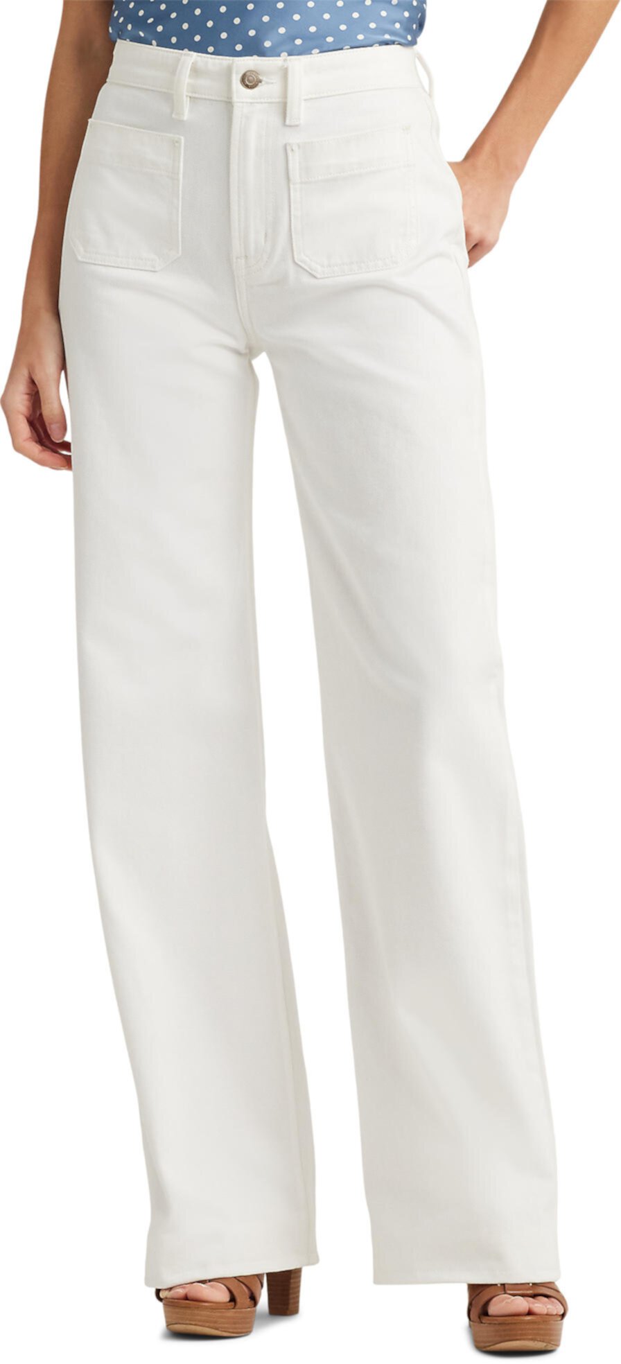 High-Rise Wide-Leg Jeans in White Wash LAUREN Ralph Lauren