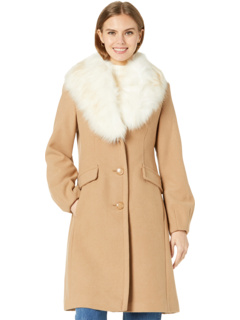 kate spade new york coat with faux fur collar