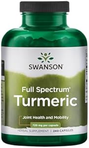 Swanson Turmeric Antioxidant, Joint Health, Cardiovascular, Liver Detox, Mood and Memory Support Supplement Curcuma Longa (Rhizome) 720 mg, 240 Capsules, 120 Servings, 1.44 Grams per Serving Swanson