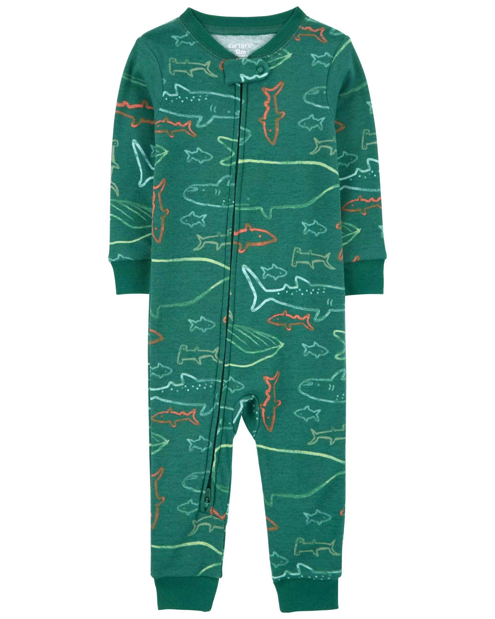 Цельная пижама без ног из 100 % плотного хлопка с изображением акулы для малышей Carter's