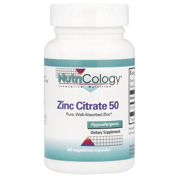 Zinc Citrate 50, 60 Vegetarian Capsules (Вегетарианские капсулы) Nutricology