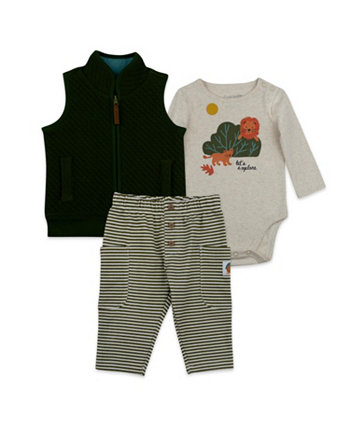 Хлопковое боди, жилет и штаны для новорожденных мальчиков, комплект из 3 предметов Mac & Moon