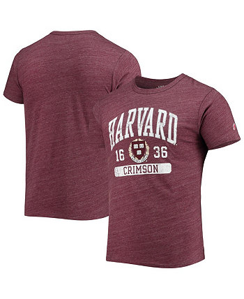 Men's Heathered Crimson Harvard Crimson Volume Up Victory Falls Tri-Blend T-shirt League Collegiate Wear