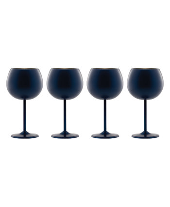 Бокалы для красного вина темно-синего цвета из нержавеющей стали на 12 унций, набор из 4 шт. Cambridge