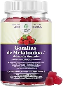 Suplemento en Gomitas de Melatonina Naturales para Adultos de 5mg, Suplemento para un Sueño Profundo – Melatonina 5mg, Gomitas Apoyo al estado ánimo un sueño reparador e inmunidad nocturna Natures Craft