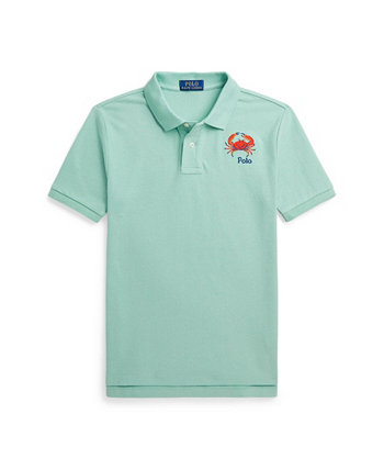 Big Boys Crab-Embroidered Cotton Mesh Polo Shirt Polo Ralph Lauren