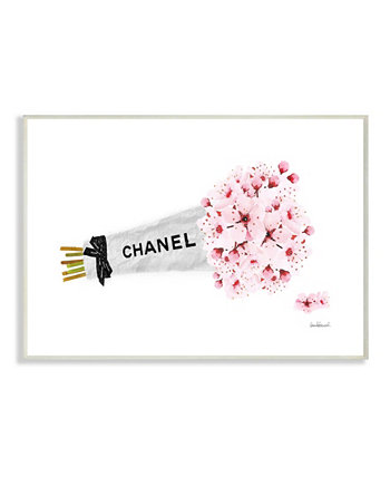 Настенная табличка Fashion Chanel с оберткой с цветами вишни, 13 дюймов (Д) x 19 дюймов (В) Stupell Industries
