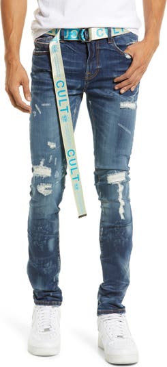 Суперузкие джинсы в стиле панк с поясом Cult Of Individuality