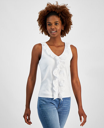 Women's Cotton Mixed-Media Ruffled Tank Top Nautica Jeans