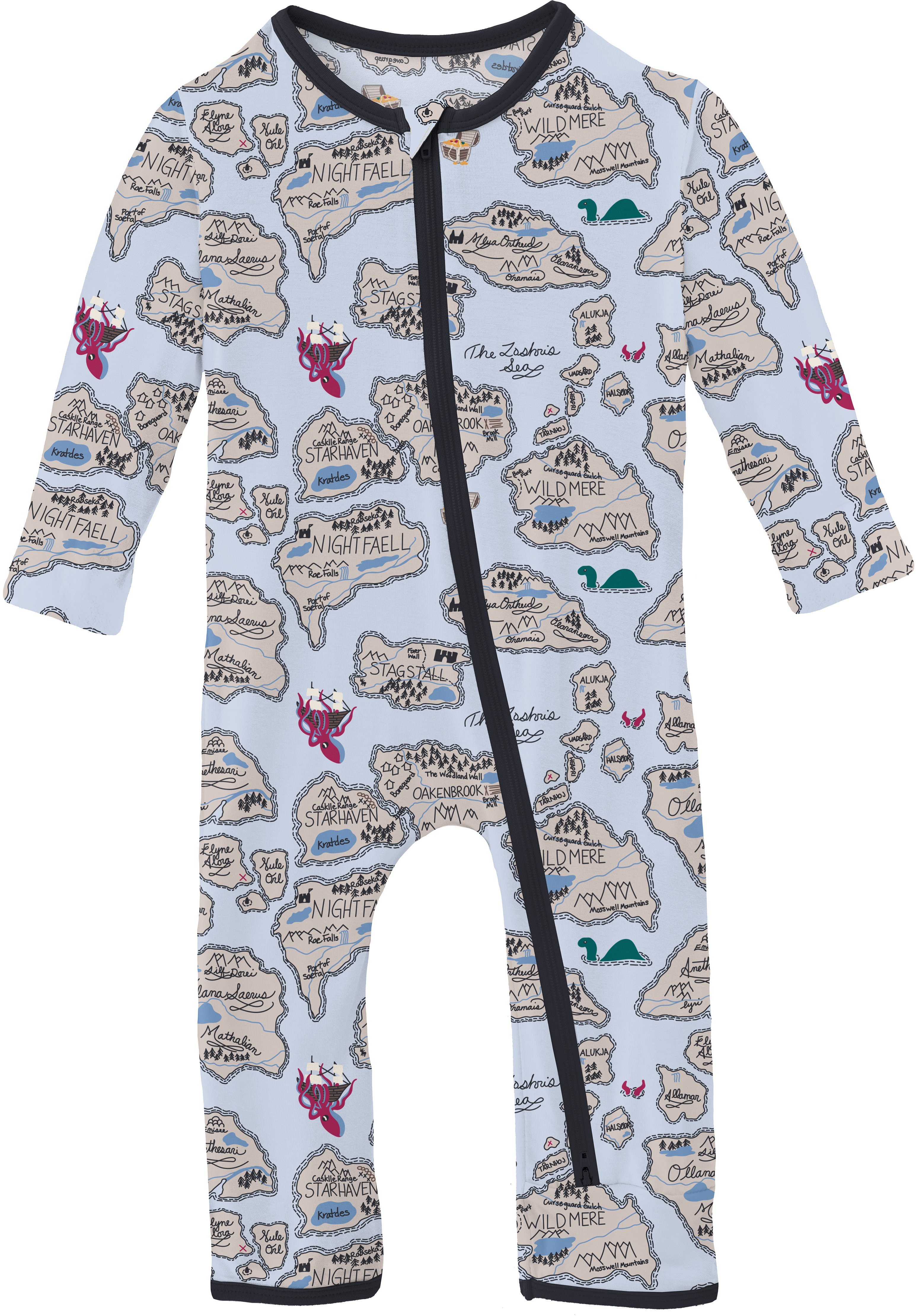Print Coverall with 2 Way Zipper KicKee Pants