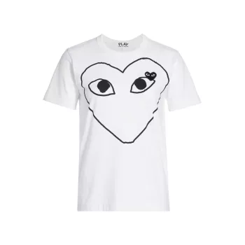 Хлопковая футболка с сердечками и глазами Comme des Garcons