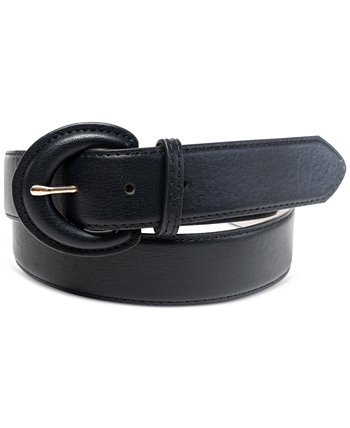 Women's Covered-Buckle Faux-Leather Belt, Created for Macy's On 34th